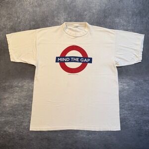 Vintage Mind The Gap London Underground T-Shirt Mens White Graphic Tee